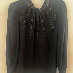 Pippa and Julie High-neck Beaded Blouse